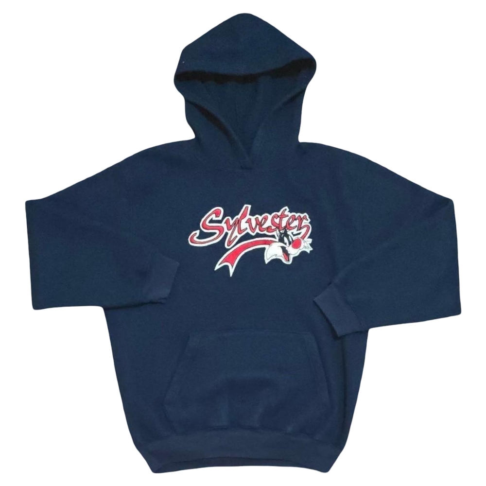 Vintage Sylvester Looney Tunes Pullover Hooded Embroidered Sweatshirt XL